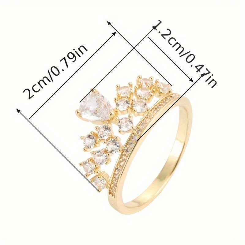 Elegant Ring Glittrande Krondesign Stenlagd Glänsande Zirconia Välj En Färg U Föredrar Matcha Dagliga Outfits Festtillbehör Present Till Din Drottning