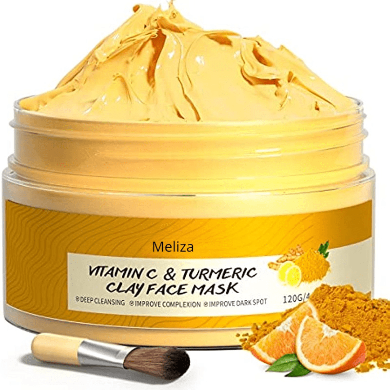 1 st Gurkmeja C-vitamin lermask Djuprengörande ansiktsmask Hudvård Förbättra pormaskar Akne Mörka fläckar och jämna ut hudton Ansiktsmask Kontrollera olja och förfina porer