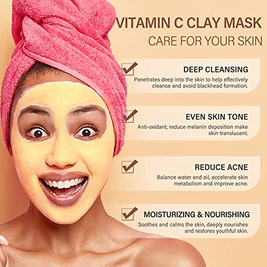1 st Gurkmeja C-vitamin lermask Djuprengörande ansiktsmask Hudvård Förbättra pormaskar Akne Mörka fläckar och jämna ut hudton Ansiktsmask Kontrollera olja och förfina porer