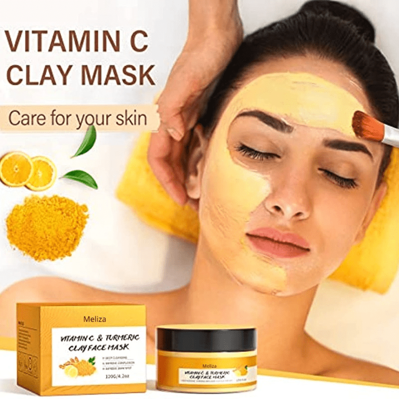 1 st Gurkmeja C-vitamin lermask Djuprengörande ansiktsmask Hudvård Förbättra pormaskar Akne Mörka fläckar och jämna ut hudton Ansiktsmask Kontrollera olja och förfina porer