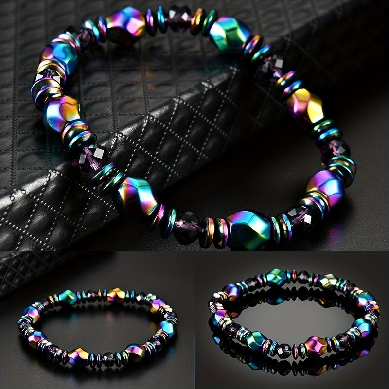 Flerfärgad Hematit Magnetiskt Armband För Män, Reiki Armband Pärlstav Sten Armband