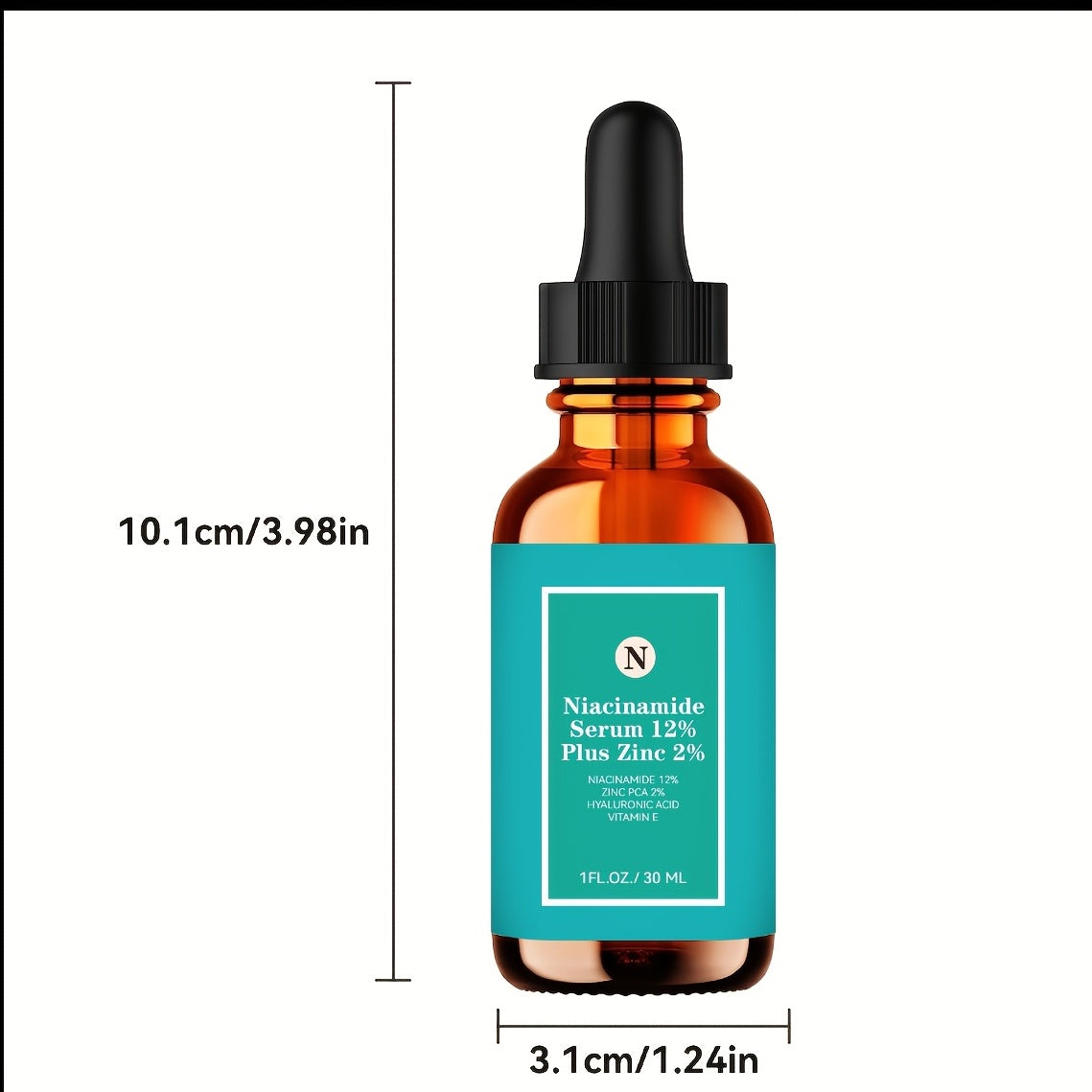 Niacinamid Serum 12% Plus Zink 2% Med Hyaluronsyra & Vitamin E, 1 Fl. Oz./30ml - Avancerad hudvårdslösning för strålande och ungdomlig hud