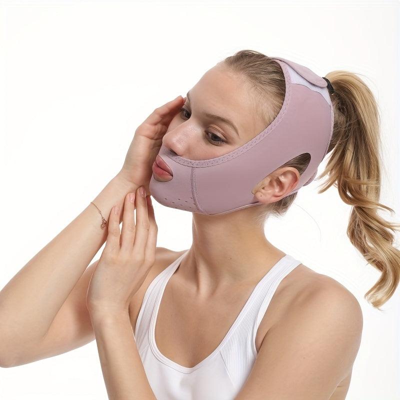Andningsbar issilke Ansiktsbantning, V-Line Chin Cheek Lift Up Band för kvinnor, Haklyftsvård Viktminskning Anti Aging Bälten