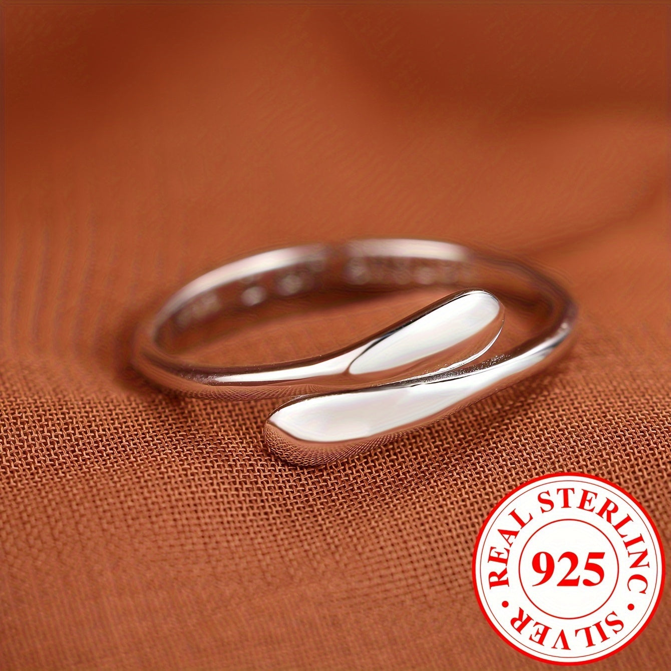 925 Sterling Silver Wrap Ring Snidade Bokstäver Inuti Lämplig För Män Och Kvinnor Symbol För Enkelhet Och Mode Högkvalitativ Justerbar Ring