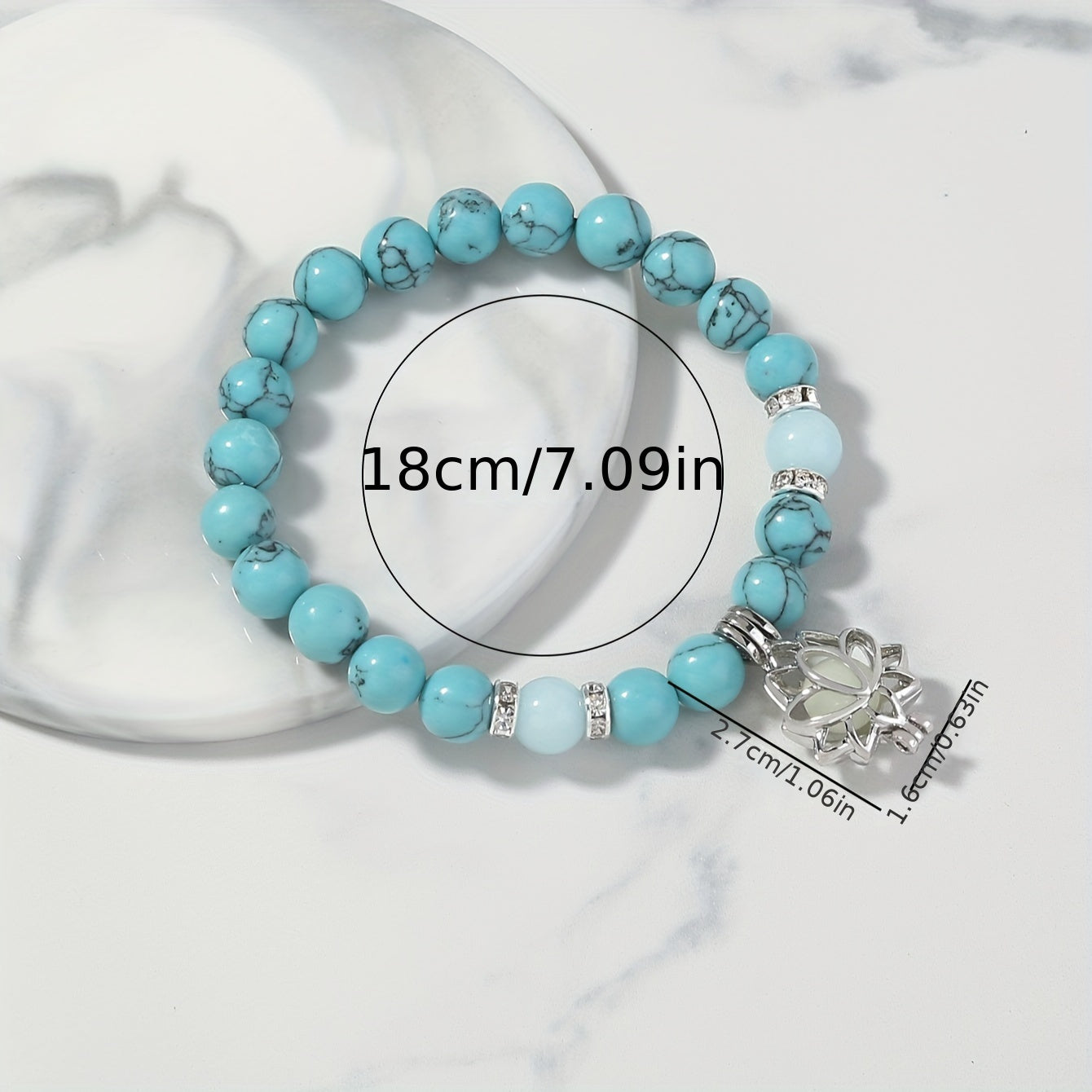 Yoga Turkos Lysande Lotus Armband För Män Kvinnor Tillbehör Yoga Smycken