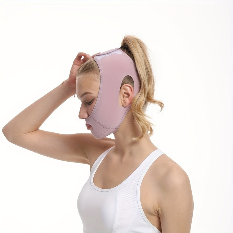 Andningsbar issilke Ansiktsbantning, V-Line Chin Cheek Lift Up Band för kvinnor, Haklyftsvård Viktminskning Anti Aging Bälten