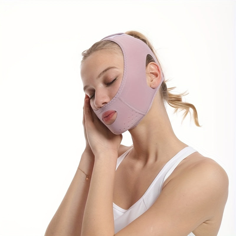 Andningsbar issilke Ansiktsbantning, V-Line Chin Cheek Lift Up Band för kvinnor, Haklyftsvård Viktminskning Anti Aging Bälten
