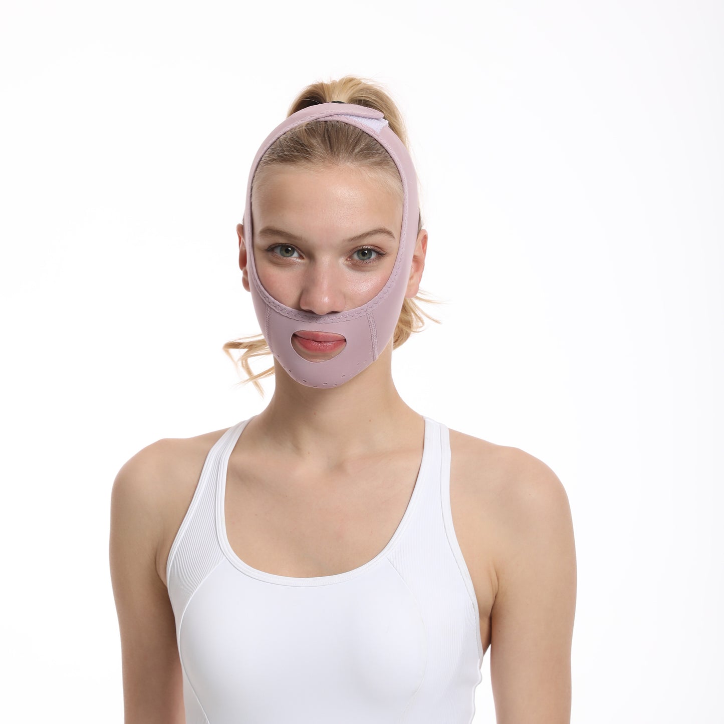 Andningsbar issilke Ansiktsbantning, V-Line Chin Cheek Lift Up Band för kvinnor, Haklyftsvård Viktminskning Anti Aging Bälten