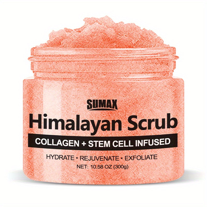 Uppiggande Himalayasalt och kolexfolierande kroppsskrubb, dubbelfunktionsskrubb med närande oljor, kollagen, eterisk olja av litchi och stamcellsteknologi för helkroppsvård - perfekt för ben, lår, rumpa och hudförnyelse 300 g