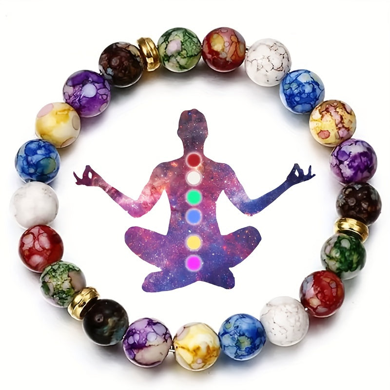 1st Seven Chakra Stones Yoga Balancing Energy Beads Armband, Volcanic Stone Armband Smycken Armband För Män Och Kvinnor