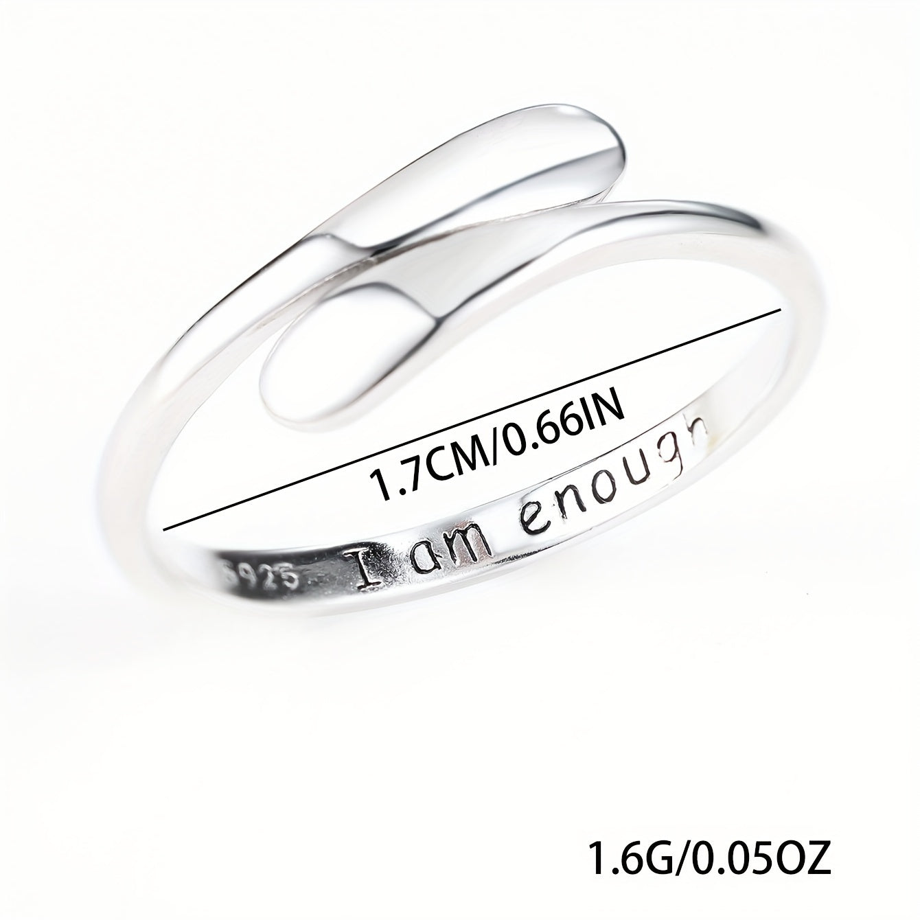 925 Sterling Silver Wrap Ring Snidade Bokstäver Inuti Lämplig För Män Och Kvinnor Symbol För Enkelhet Och Mode Högkvalitativ Justerbar Ring