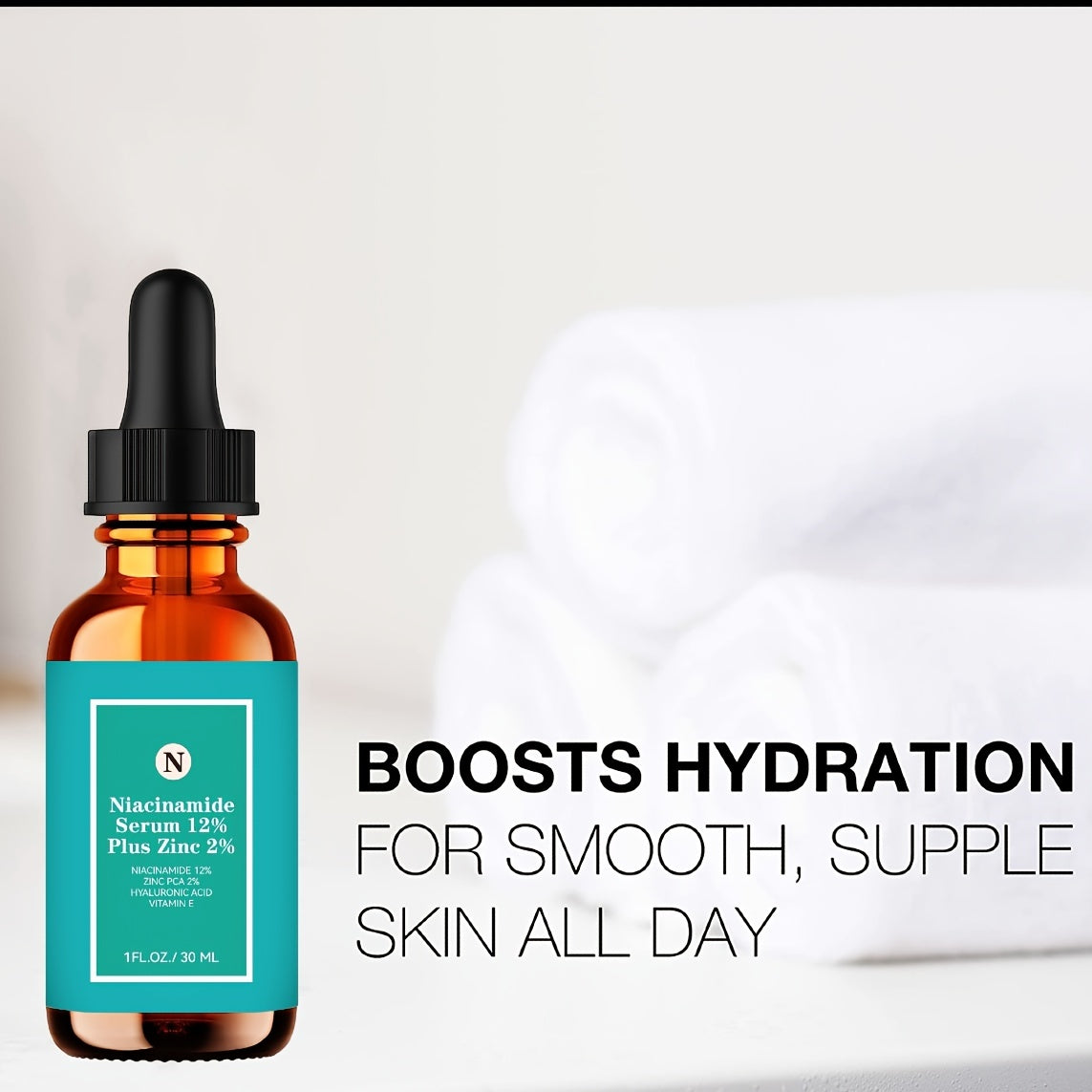 Niacinamid Serum 12% Plus Zink 2% Med Hyaluronsyra & Vitamin E, 1 Fl. Oz./30ml - Avancerad hudvårdslösning för strålande och ungdomlig hud