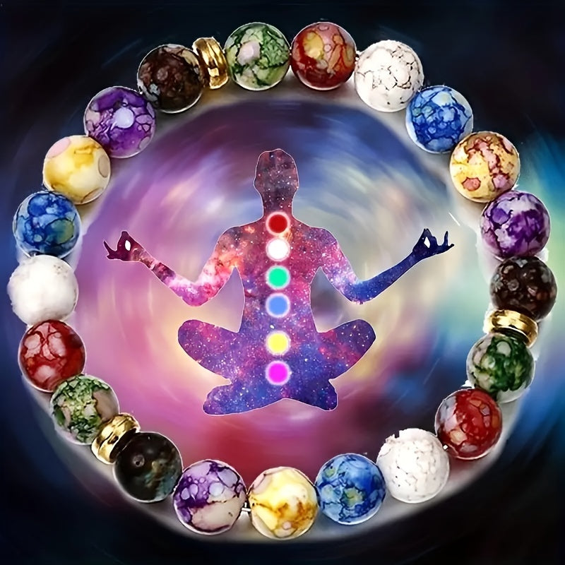 1st Seven Chakra Stones Yoga Balancing Energy Beads Armband, Volcanic Stone Armband Smycken Armband För Män Och Kvinnor