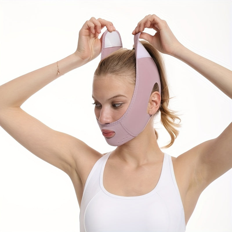 Andningsbar issilke Ansiktsbantning, V-Line Chin Cheek Lift Up Band för kvinnor, Haklyftsvård Viktminskning Anti Aging Bälten