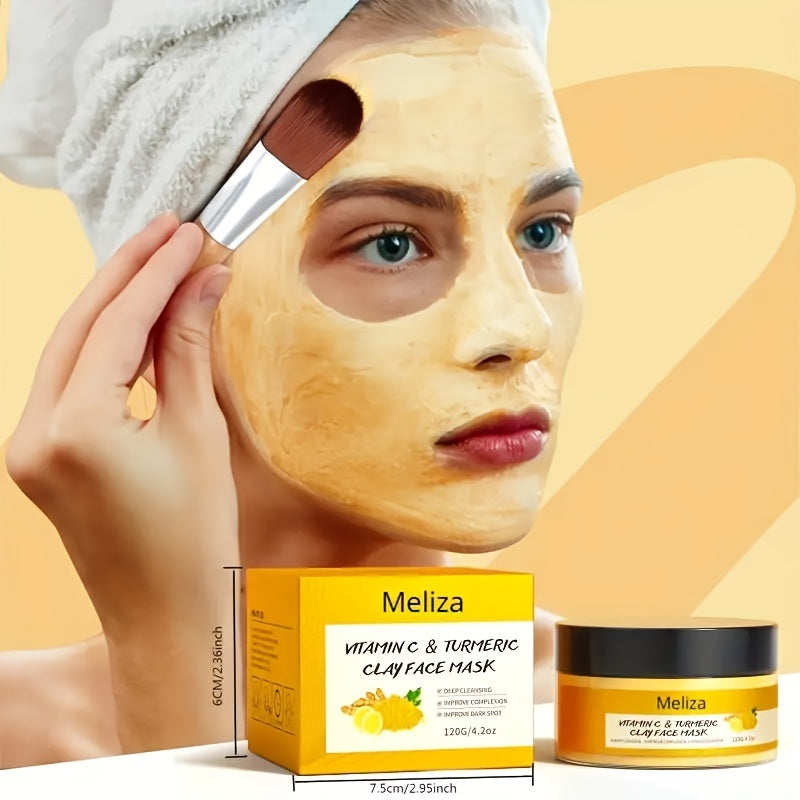 1 st Gurkmeja C-vitamin lermask Djuprengörande ansiktsmask Hudvård Förbättra pormaskar Akne Mörka fläckar och jämna ut hudton Ansiktsmask Kontrollera olja och förfina porer
