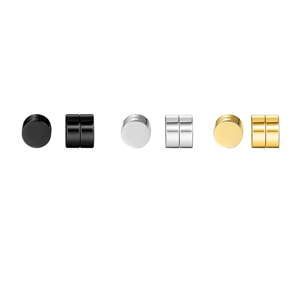 WKOUD 2pcs Punk Mens Strong Magnet Magnetic Ear Stud Set Non Piercing Pendant Earrings Fake Earrings Boyfriend Lover Jewelry