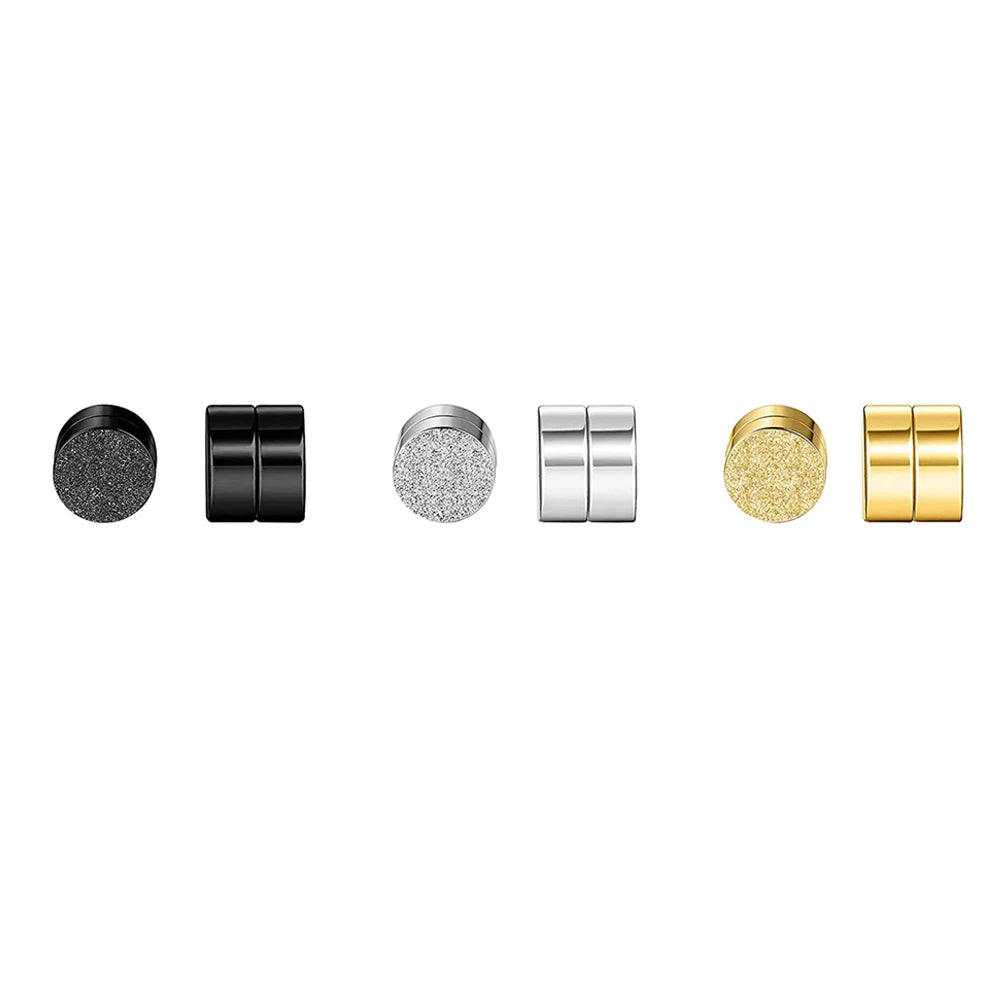 WKOUD 2pcs Punk Mens Strong Magnet Magnetic Ear Stud Set Non Piercing Pendant Earrings Fake Earrings Boyfriend Lover Jewelry