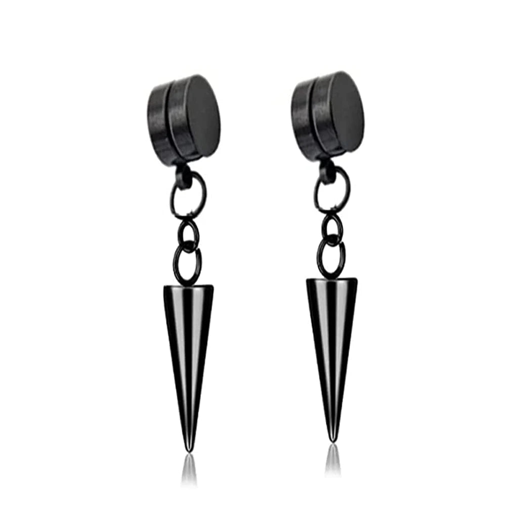 WKOUD 2pcs Punk Mens Strong Magnet Magnetic Ear Stud Set Non Piercing Pendant Earrings Fake Earrings Boyfriend Lover Jewelry