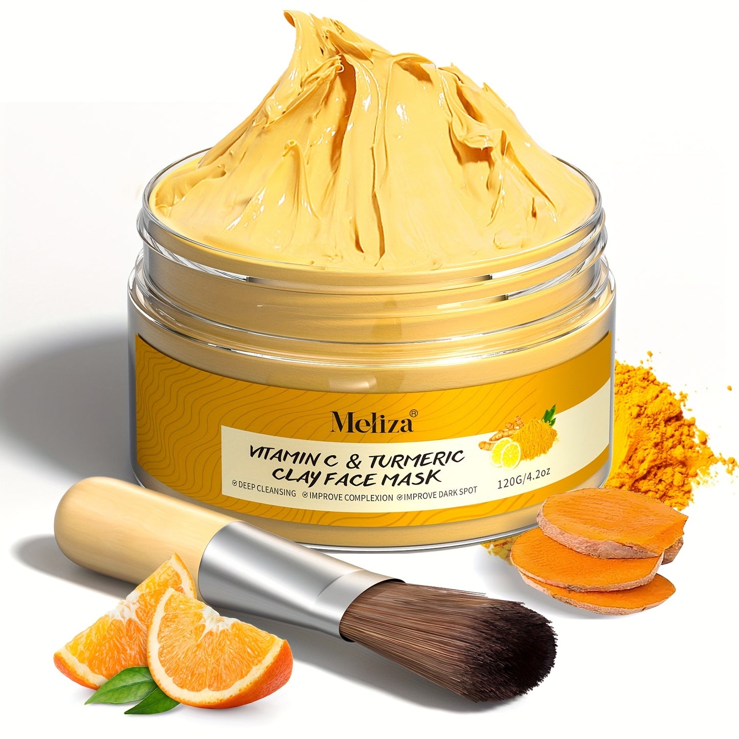 1 st Gurkmeja C-vitamin lermask Djuprengörande ansiktsmask Hudvård Förbättra pormaskar Akne Mörka fläckar och jämna ut hudton Ansiktsmask Kontrollera olja och förfina porer