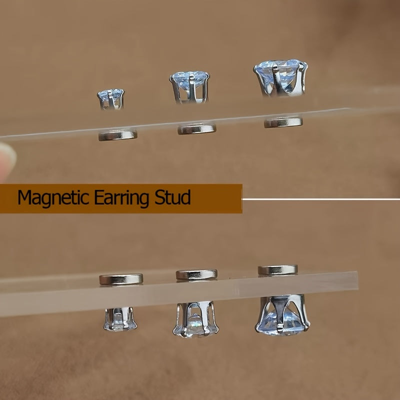 4/5/6/7/8 mm rund kristall strass magnetstift örhänge Puck dam/män Magnetiska öronproppar smycken