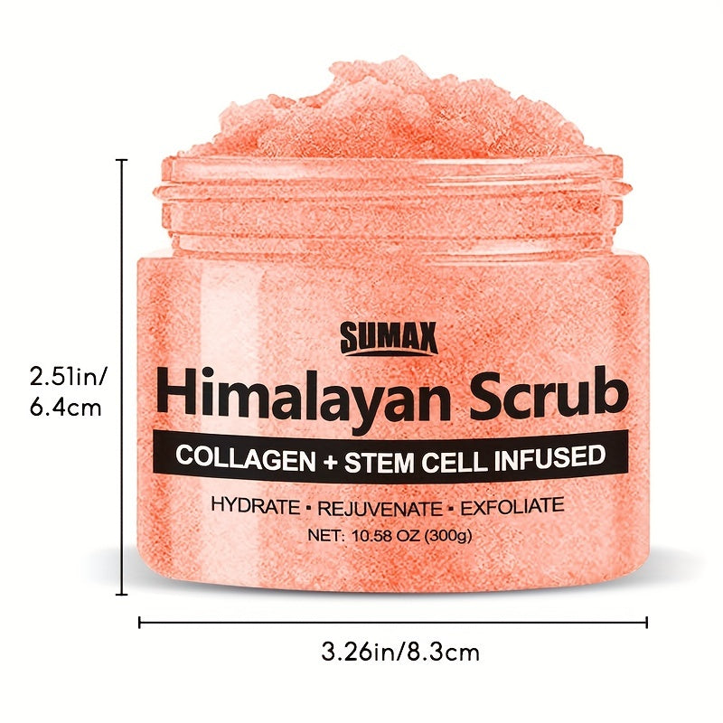 Uppiggande Himalayasalt och kolexfolierande kroppsskrubb, dubbelfunktionsskrubb med närande oljor, kollagen, eterisk olja av litchi och stamcellsteknologi för helkroppsvård - perfekt för ben, lår, rumpa och hudförnyelse 300 g
