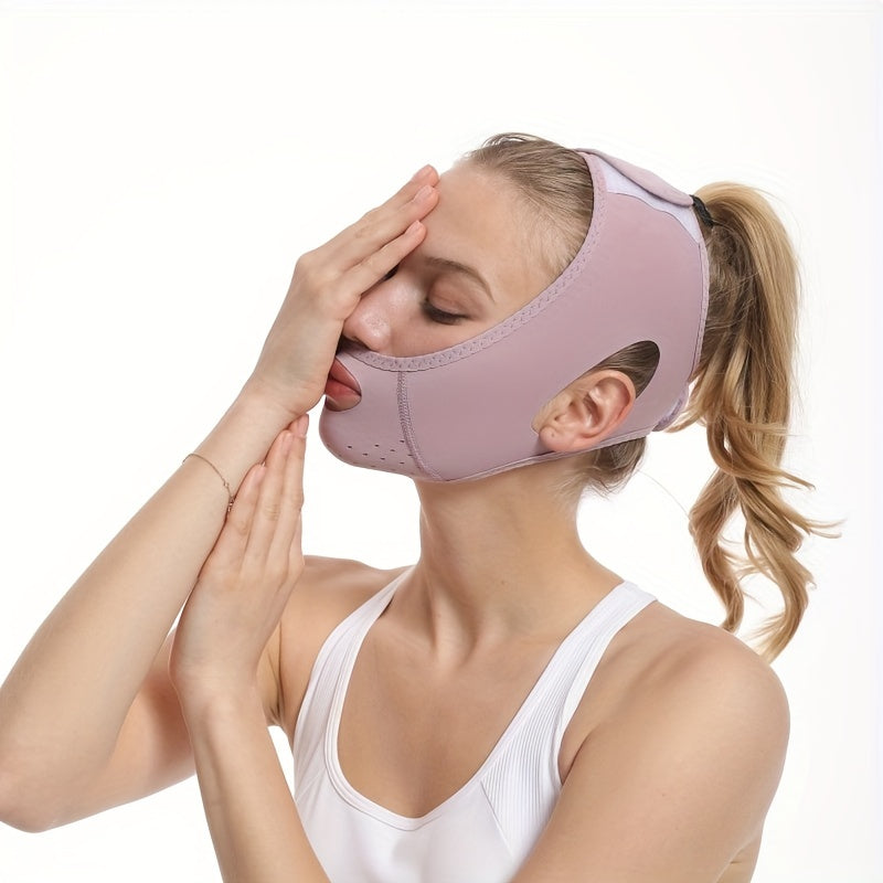 Andningsbar issilke Ansiktsbantning, V-Line Chin Cheek Lift Up Band för kvinnor, Haklyftsvård Viktminskning Anti Aging Bälten