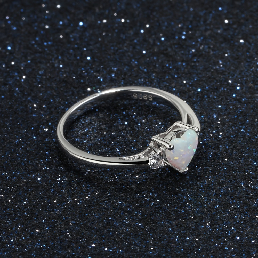 Opal Hjärtformad Ring För Kvinnor, Vikt 1,6g