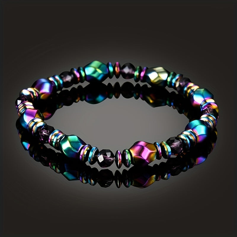 Flerfärgad Hematit Magnetiskt Armband För Män, Reiki Armband Pärlstav Sten Armband