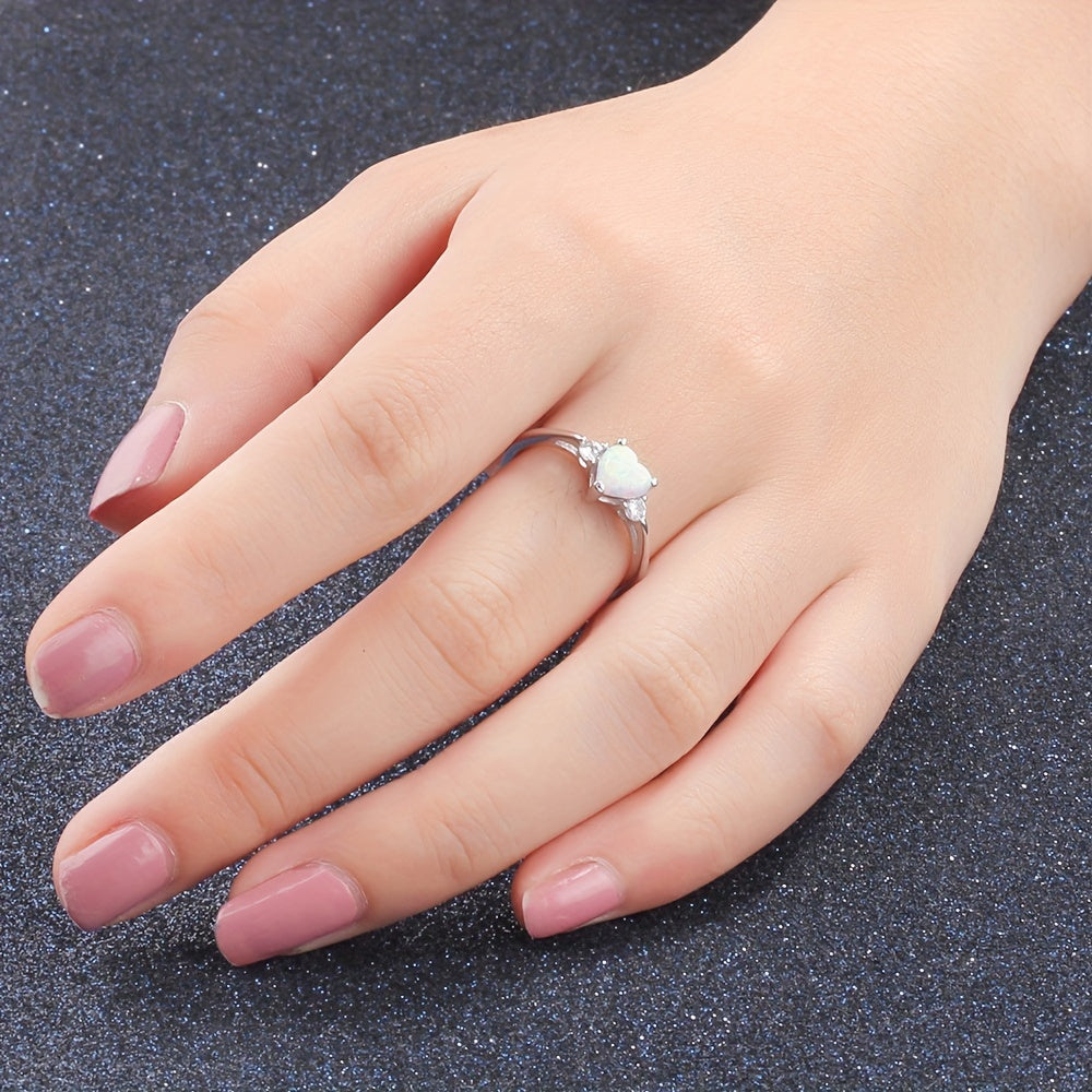 Opal Hjärtformad Ring För Kvinnor, Vikt 1,6g