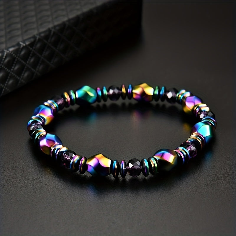 Flerfärgad Hematit Magnetiskt Armband För Män, Reiki Armband Pärlstav Sten Armband