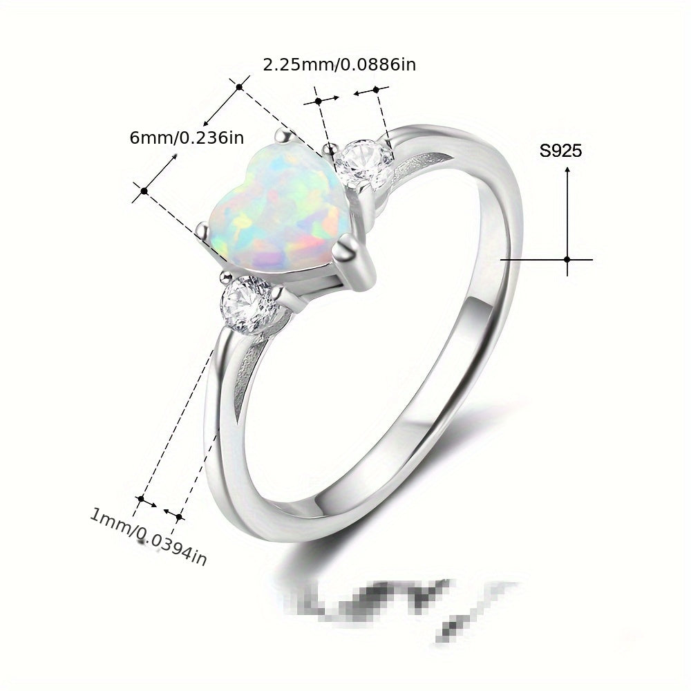 Opal Hjärtformad Ring För Kvinnor, Vikt 1,6g