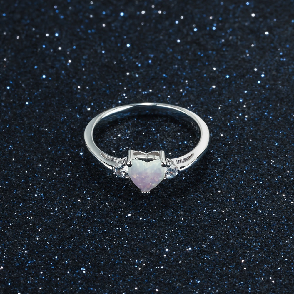 Opal Hjärtformad Ring För Kvinnor, Vikt 1,6g