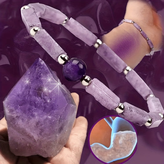 1pc Naturlig Ametist Kroppsrenande Handarmband Stenenergiarmband Kvinnors Armband Lugnande Trötthetsbehandling Kristall