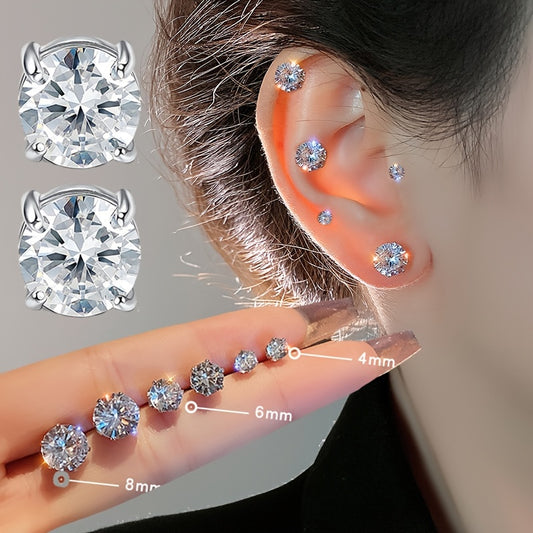 4/5/6/7/8 mm rund kristall strass magnetstift örhänge Puck dam/män Magnetiska öronproppar smycken