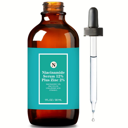 Niacinamid Serum 12% Plus Zink 2% Med Hyaluronsyra & Vitamin E, 1 Fl. Oz./30ml - Avancerad hudvårdslösning för strålande och ungdomlig hud