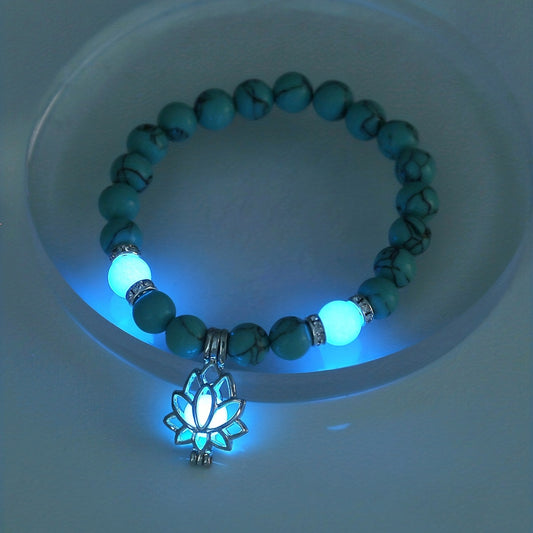 Yoga Turkos Lysande Lotus Armband För Män Kvinnor Tillbehör Yoga Smycken