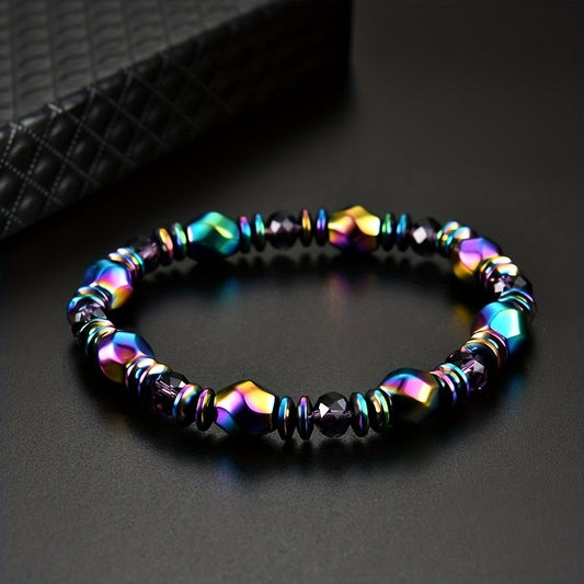 Flerfärgad Hematit Magnetiskt Armband För Män, Reiki Armband Pärlstav Sten Armband