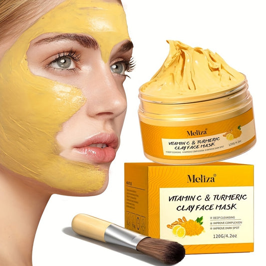 1 st Gurkmeja C-vitamin lermask Djuprengörande ansiktsmask Hudvård Förbättra pormaskar Akne Mörka fläckar och jämna ut hudton Ansiktsmask Kontrollera olja och förfina porer