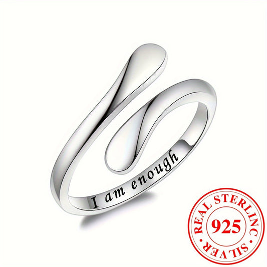 925 Sterling Silver Wrap Ring Snidade Bokstäver Inuti Lämplig För Män Och Kvinnor Symbol För Enkelhet Och Mode Högkvalitativ Justerbar Ring